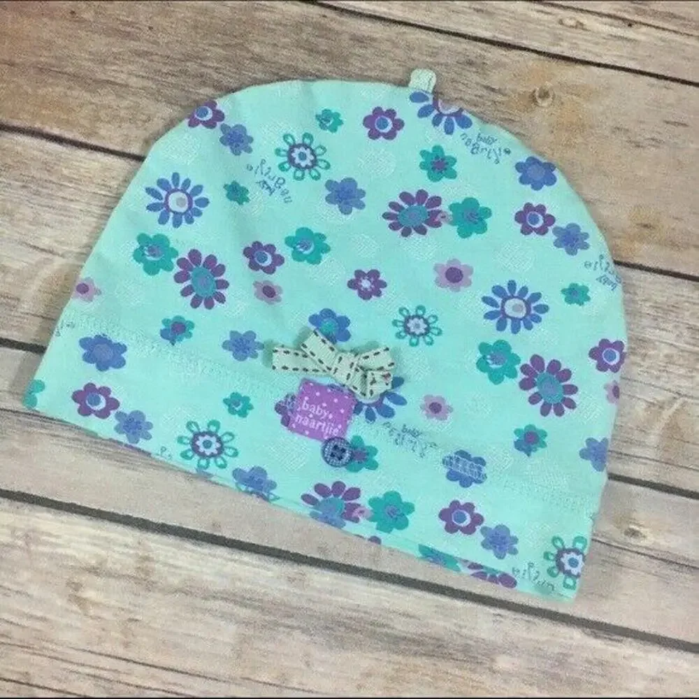 naartjie Girls Hat Size 6-18 Months Spring 2013 Mikayla Floral Beanie Seafoam‎